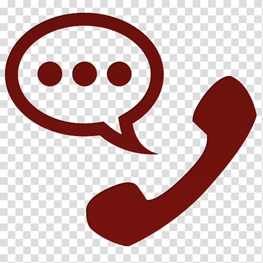 Red icon of a telephone handset next to a speech bubble with three dots, symbolizing phone communication or messaging.