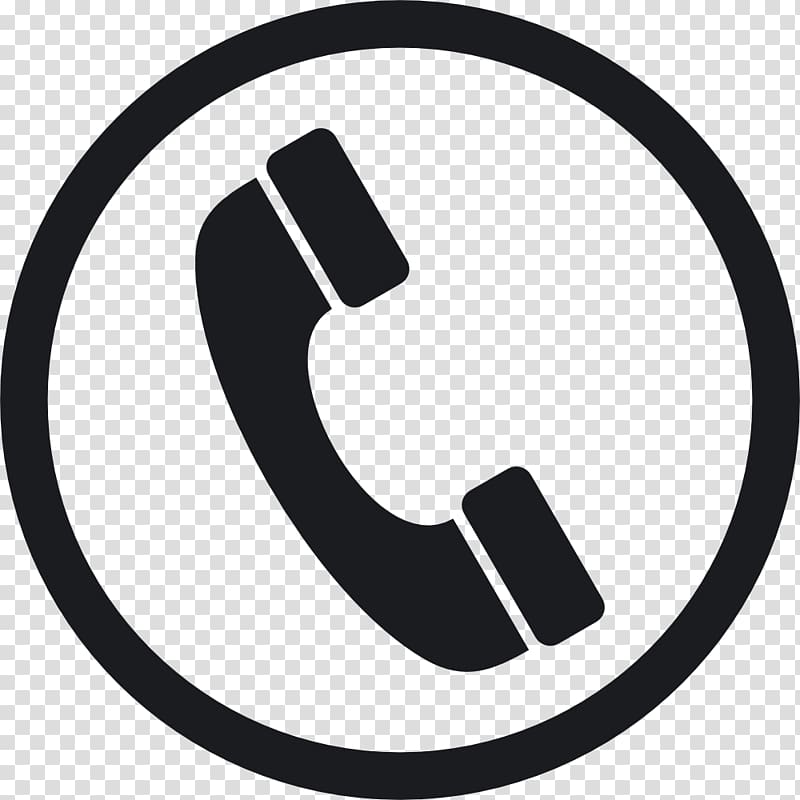Black telephone handset icon inside a circular border on transparent background.