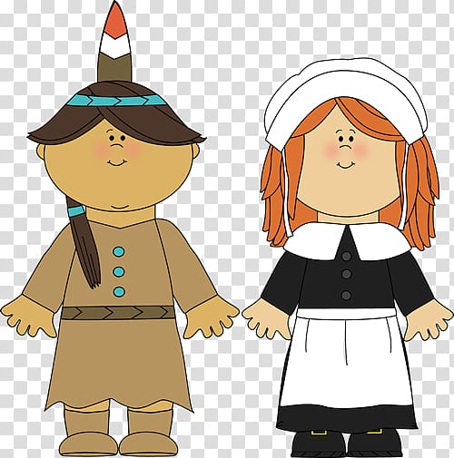Native American and Pilgrim Children Illustration for Educational Use