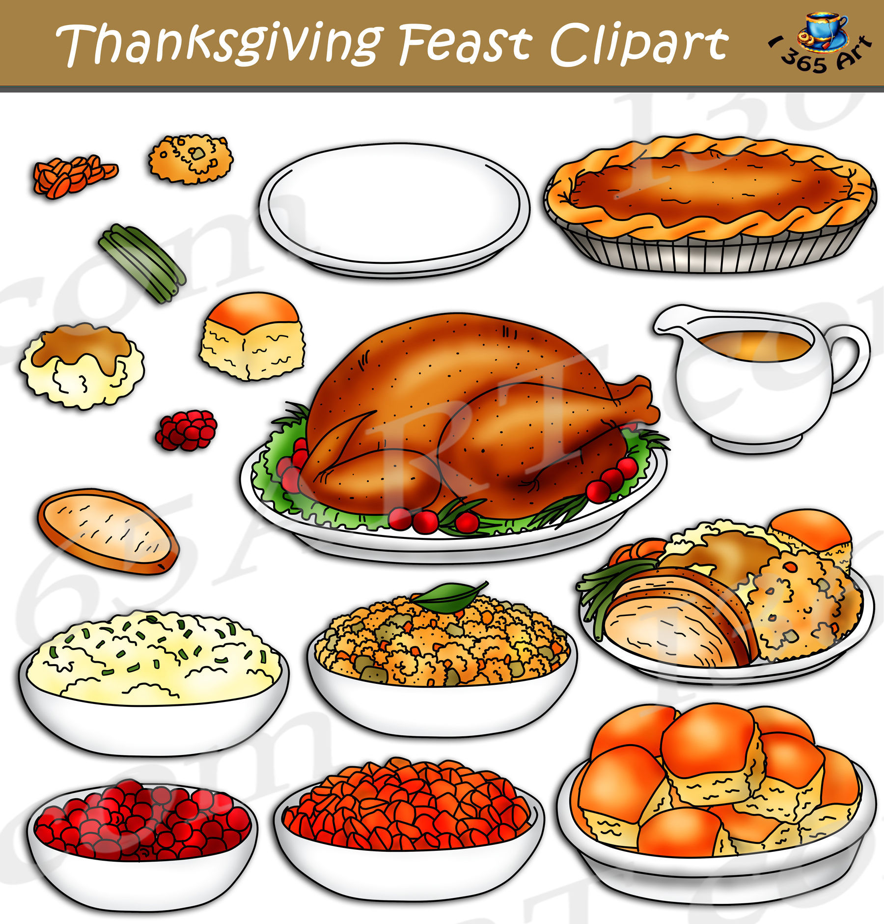 Thanksgiving Clipart Cute Thanksgiving Clip Art Set Turkey - Clipart ...