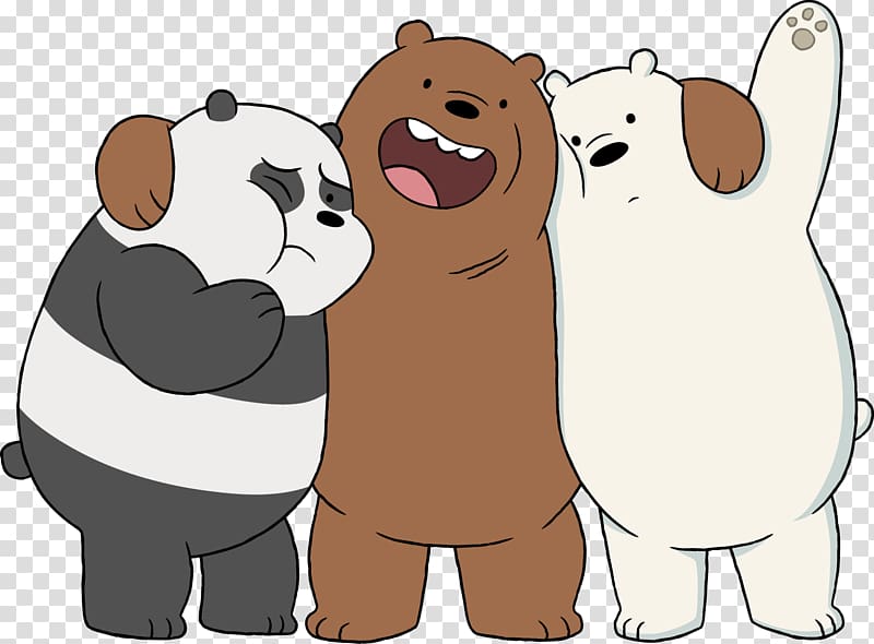 Three animated bears-panda, brown, and polar-standing together with expressive faces; from the show "We Bare Bears."