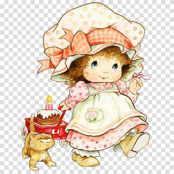 Strawberry Shortcake Vintage Illustration - Classic Birthday Scene
