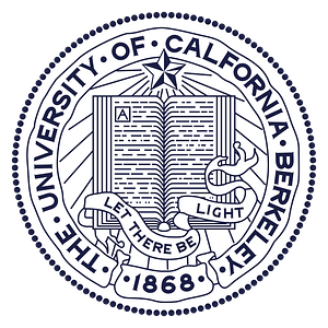 Official seal of the University of California, Berkeley, featuring an open book, star, and motto "Let There Be Light" with founding year 1868.