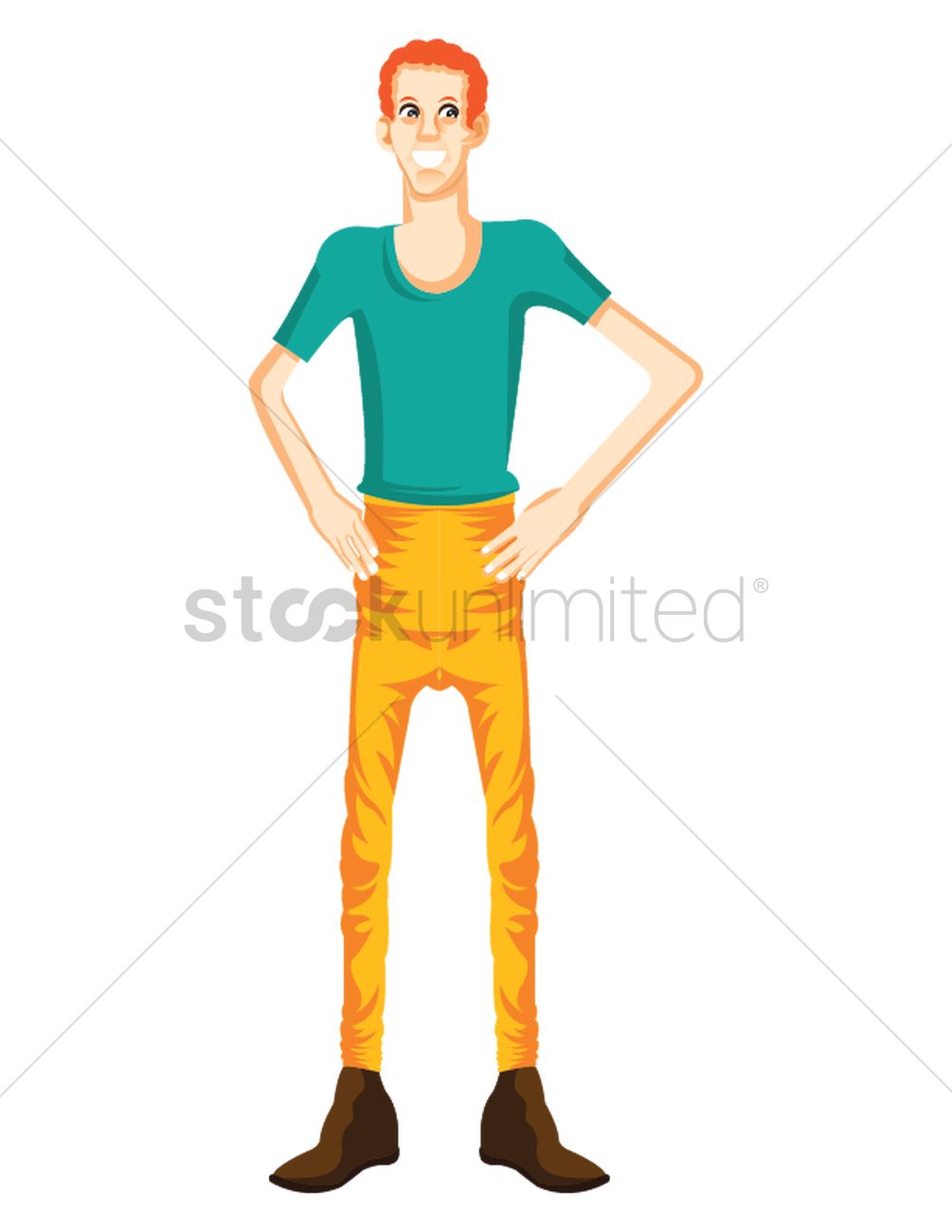 Premium Vector A Grayhaired Thin Man With His Hands On His Waist