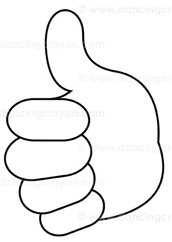 Black-and-white line drawing of a hand giving a thumbs-up gesture.