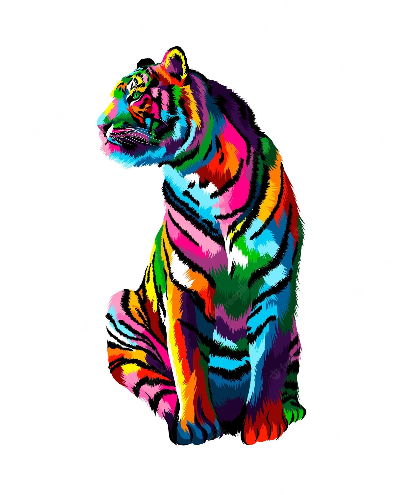 Rainbow Tiger Sticker by TheDesignosaur - Clip Art Library