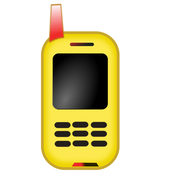 Vintage Yellow Mobile Phone with Red Antenna - Classic Design Icon
