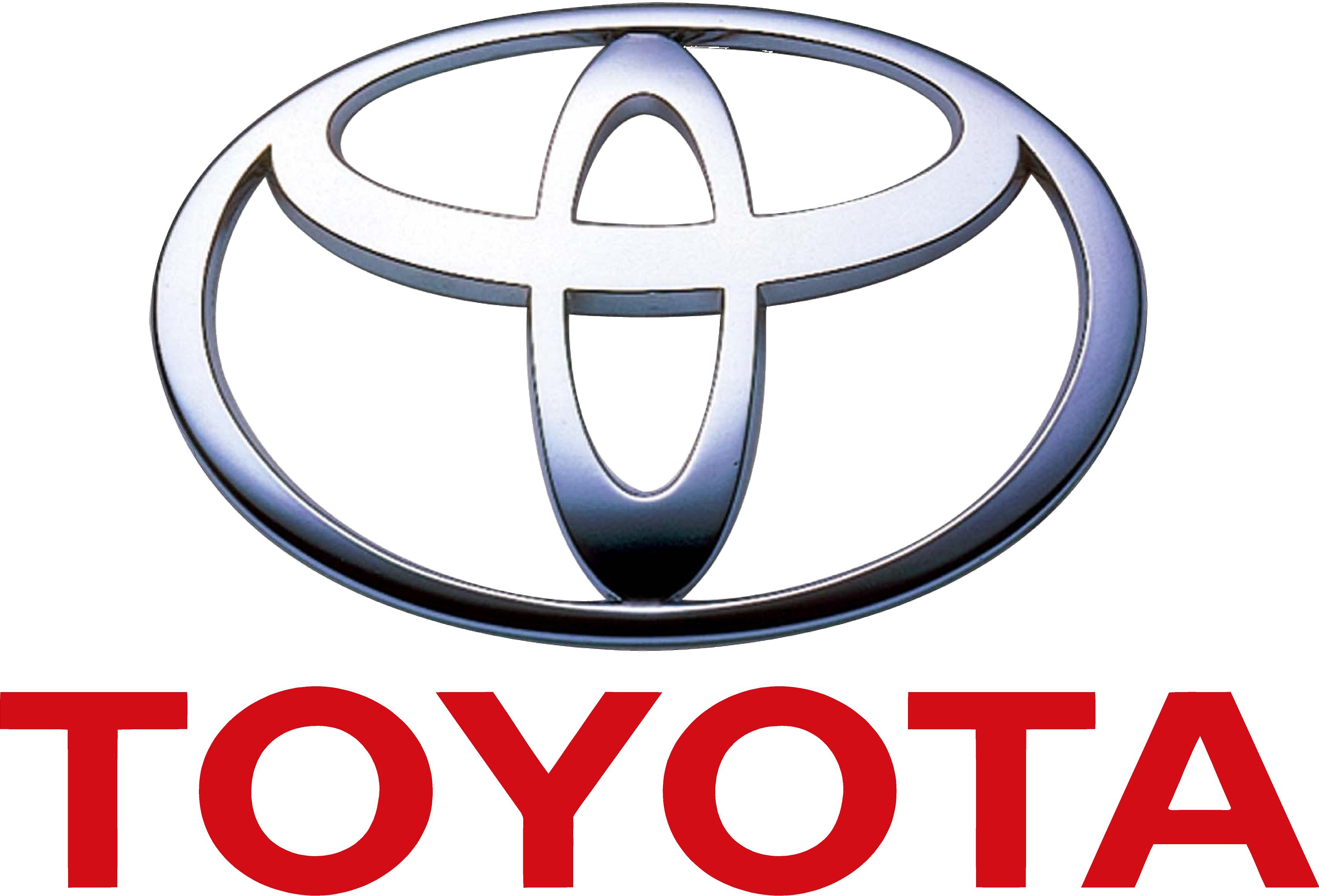 Toyota logo featuring the iconic silver oval emblem with red "TOYOTA" text below.