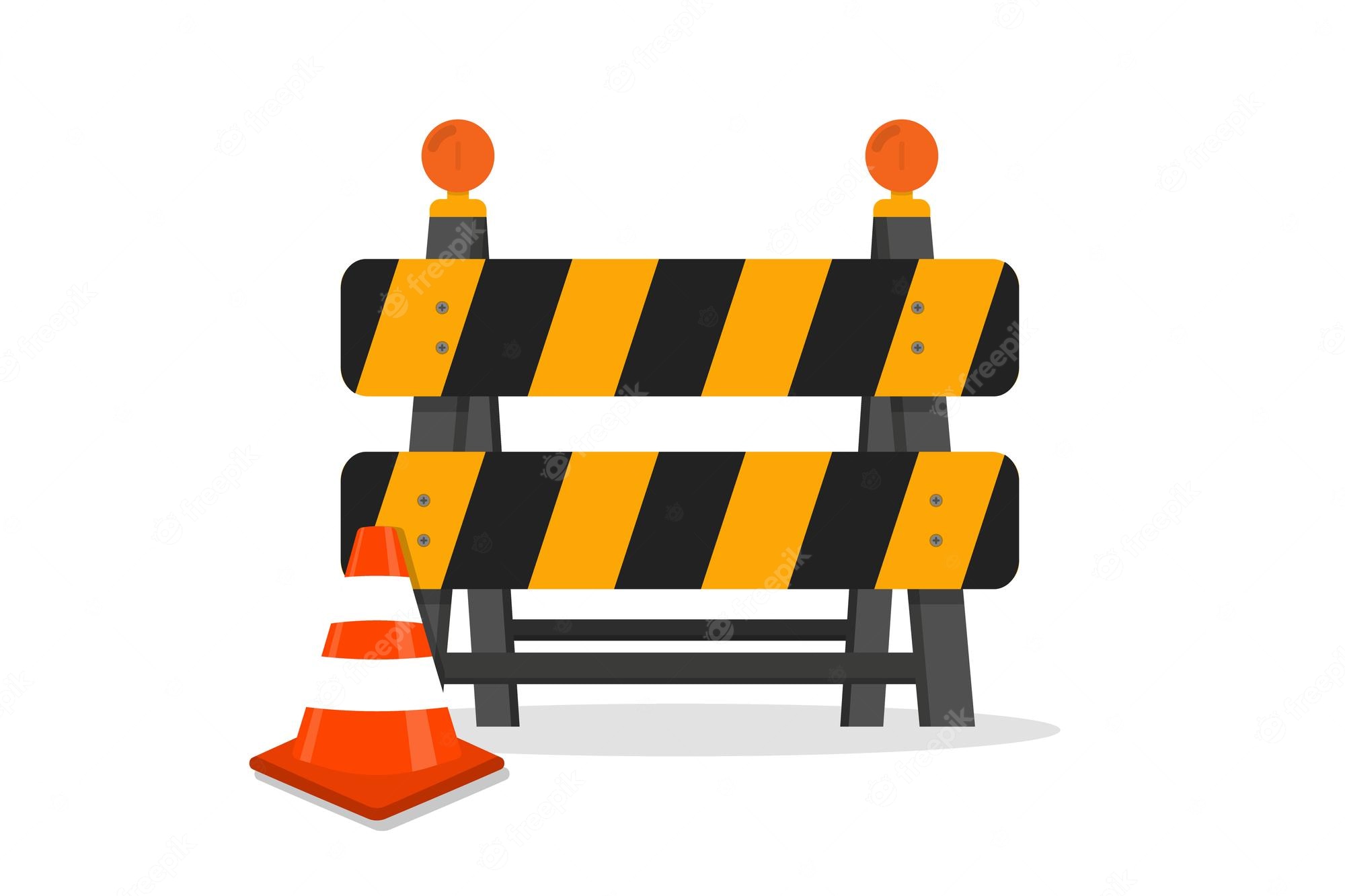 Construction Barricade Fence With Cone Vector Illustration Design ...