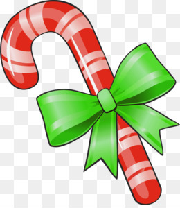 Red and white striped candy cane with a green bow, festive holiday symbol.