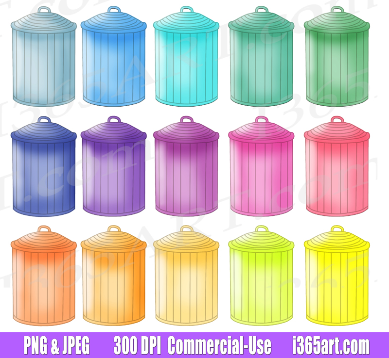 Trash Can-garbage Cans-trash Cans-trash Reminder-clipart Set - Clipart 