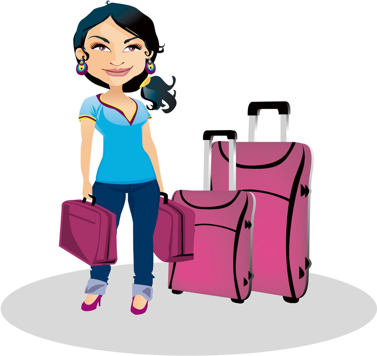 Travel Ready: Stylish Woman with Pink Luggage Collection