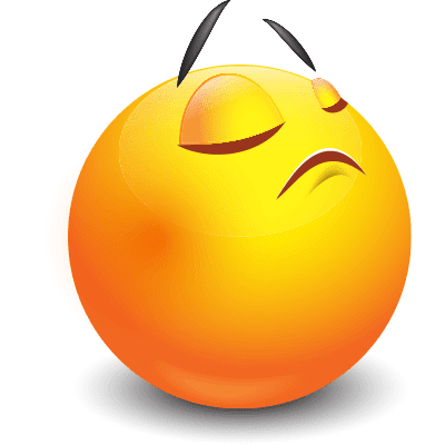 Yellow emoji with closed eyes, raised eyebrows, and a skeptical or unimpressed expression.