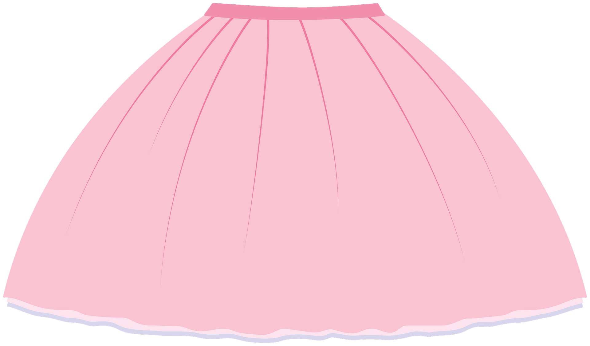 A light pink pleated skirt with a fitted waistband and flared hem, illustrated in flat vector style.