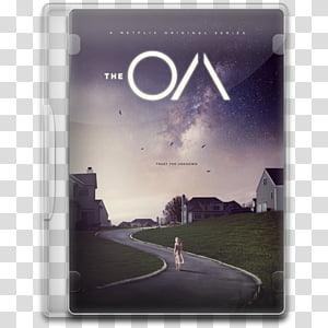 DVD cover for Netflix original series "The OA", featuring a lone figure walking down a suburban road under a starry sky with the Milky Way.