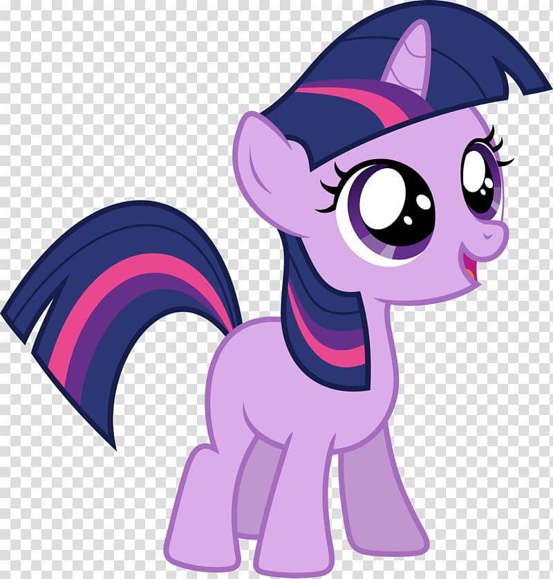 Twilight Sparkle, a purple pony with dark blue mane and tail striped with pink and violet, smiling with large expressive eyes.