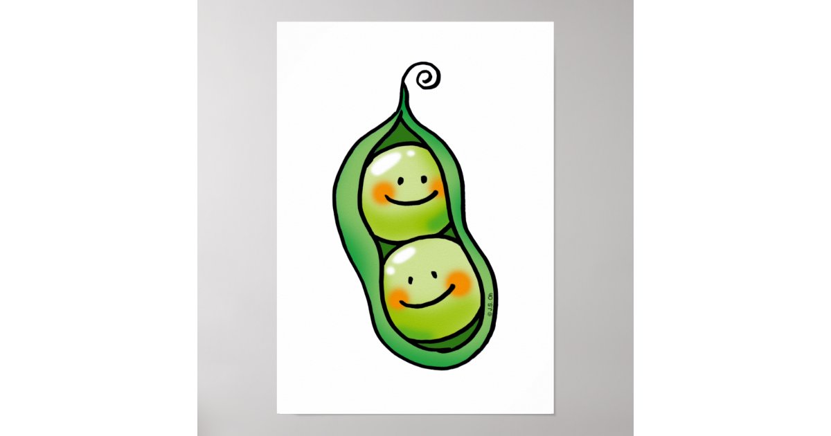 Cute Peas in a Pod Illustration - Printable Art & Design Resource
