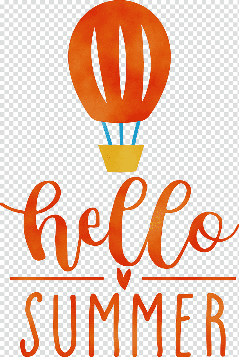 Hello Summer - Vibrant Hot Air Balloon Illustration for Seasonal Design