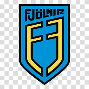 Fjölnir sports club logo featuring a blue shield with yellow stylized "FJ" monogram and black border.