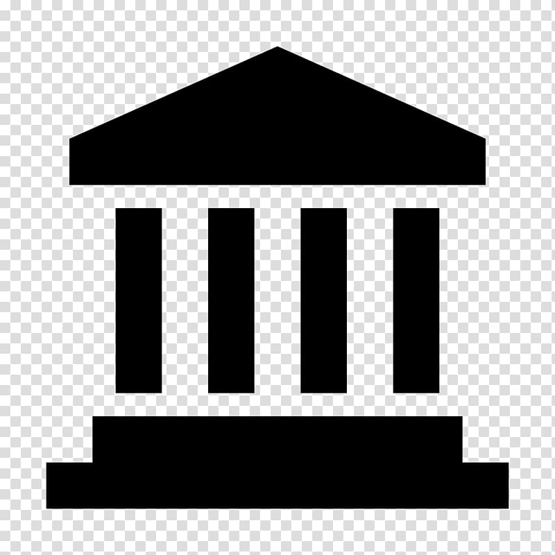 Black silhouette of a classical temple with four columns and a triangular pediment on transparent background.