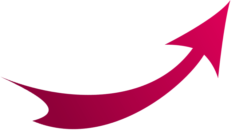 Magenta upward-curving arrow symbolizing growth, progress, or positive trend on a transparent background.