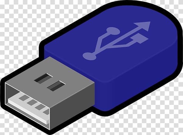 Blue USB flash drive with standard USB-A connector and universal USB symbol on casing.