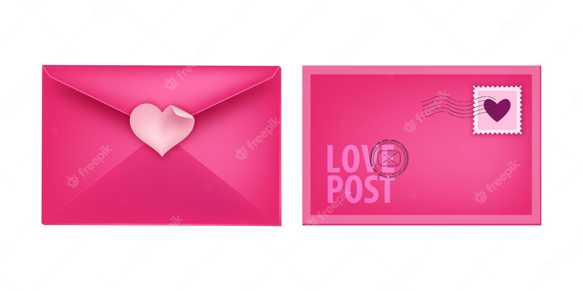 Mail envelope for Valentine day with Hearts Love, post stamp - Clip Art ...