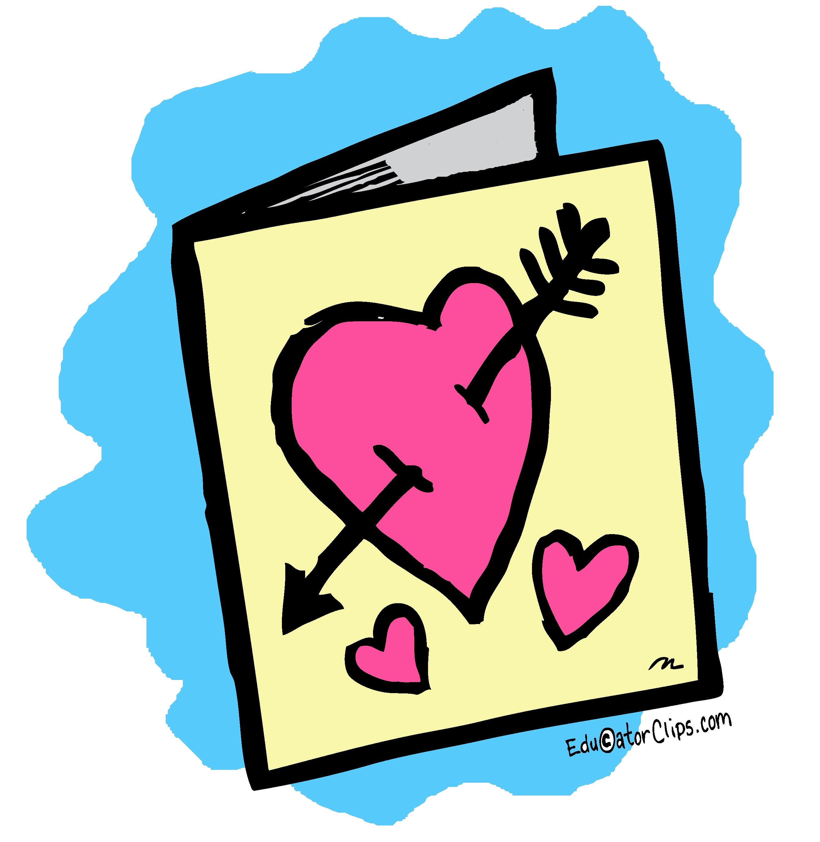 Printable Valentine’s Day Card Clipart - Heart with Arrow Design