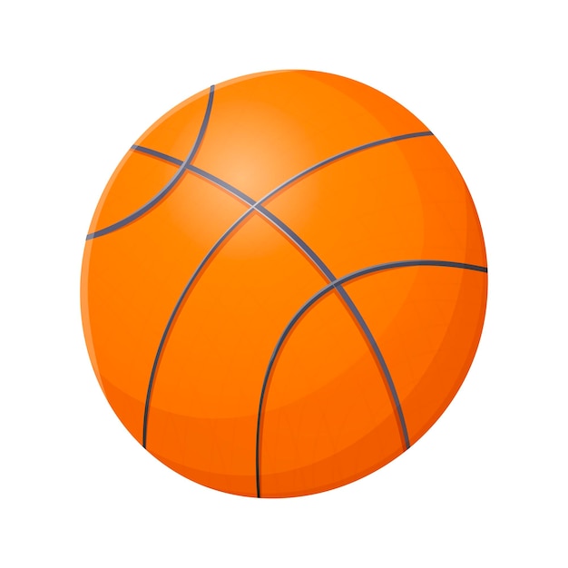 Bright orange basketball with black seams on a white background, rendered in clean vector style.