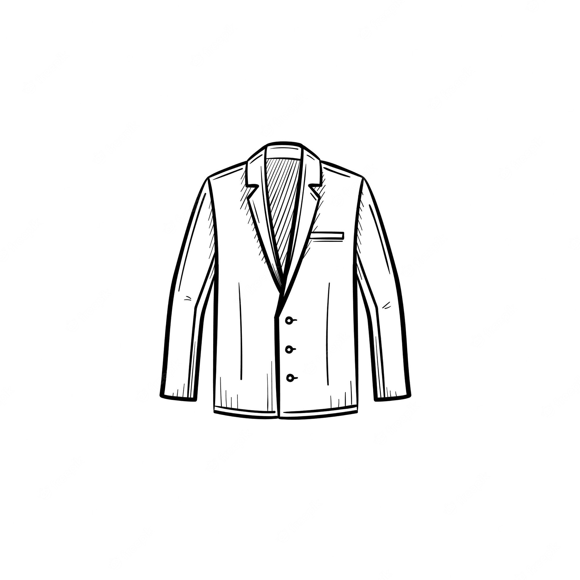 Classic Suit Jacket Illustration - Clean Line Art for Fashion Design & Web Use