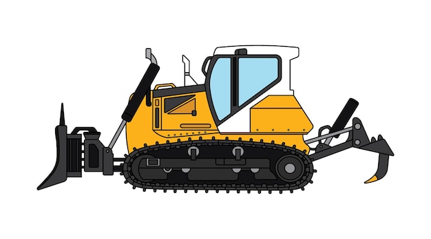 Bulldozer Illustration - Construction Equipment Diagram for Educational & Commercial Use