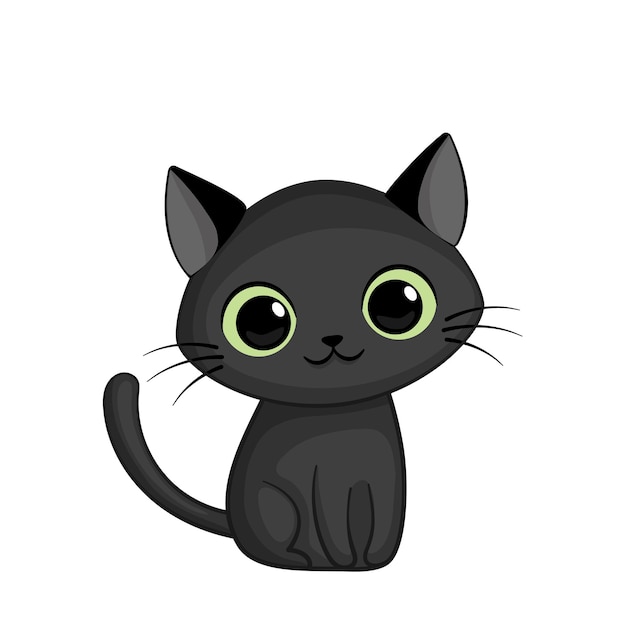 Adorable Black Kitten Illustration - Free Download & Usage