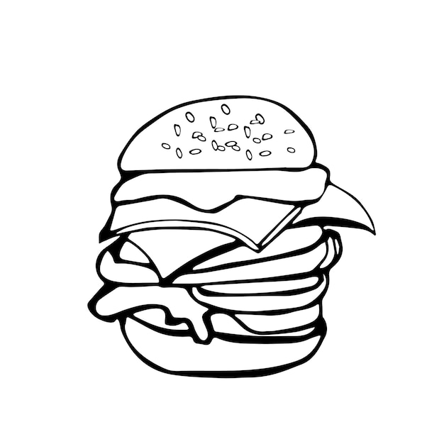 Food Black and White Outline Clipart - cheese-hamburger-clipart - Clip ...