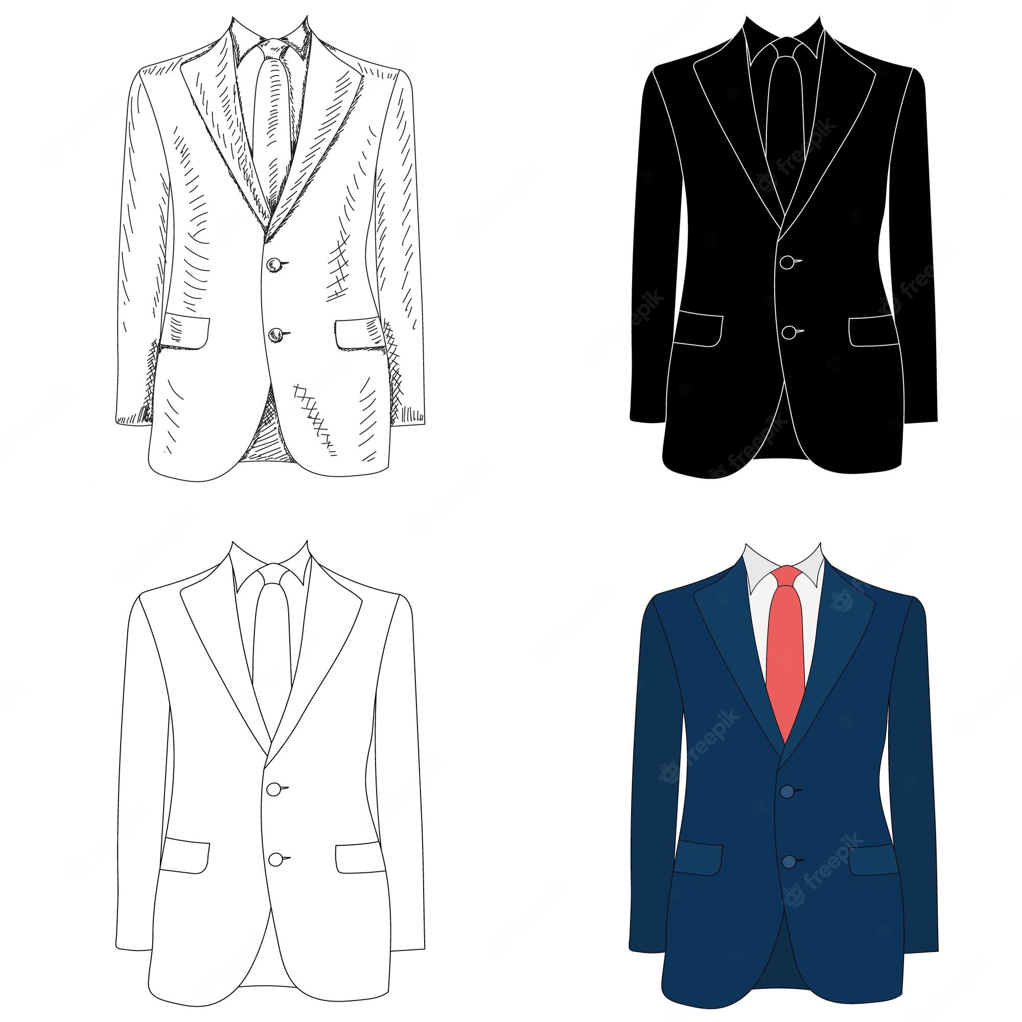 Download Template Clipart Suit Jacket Sketch Suit Clothing - Suit ...