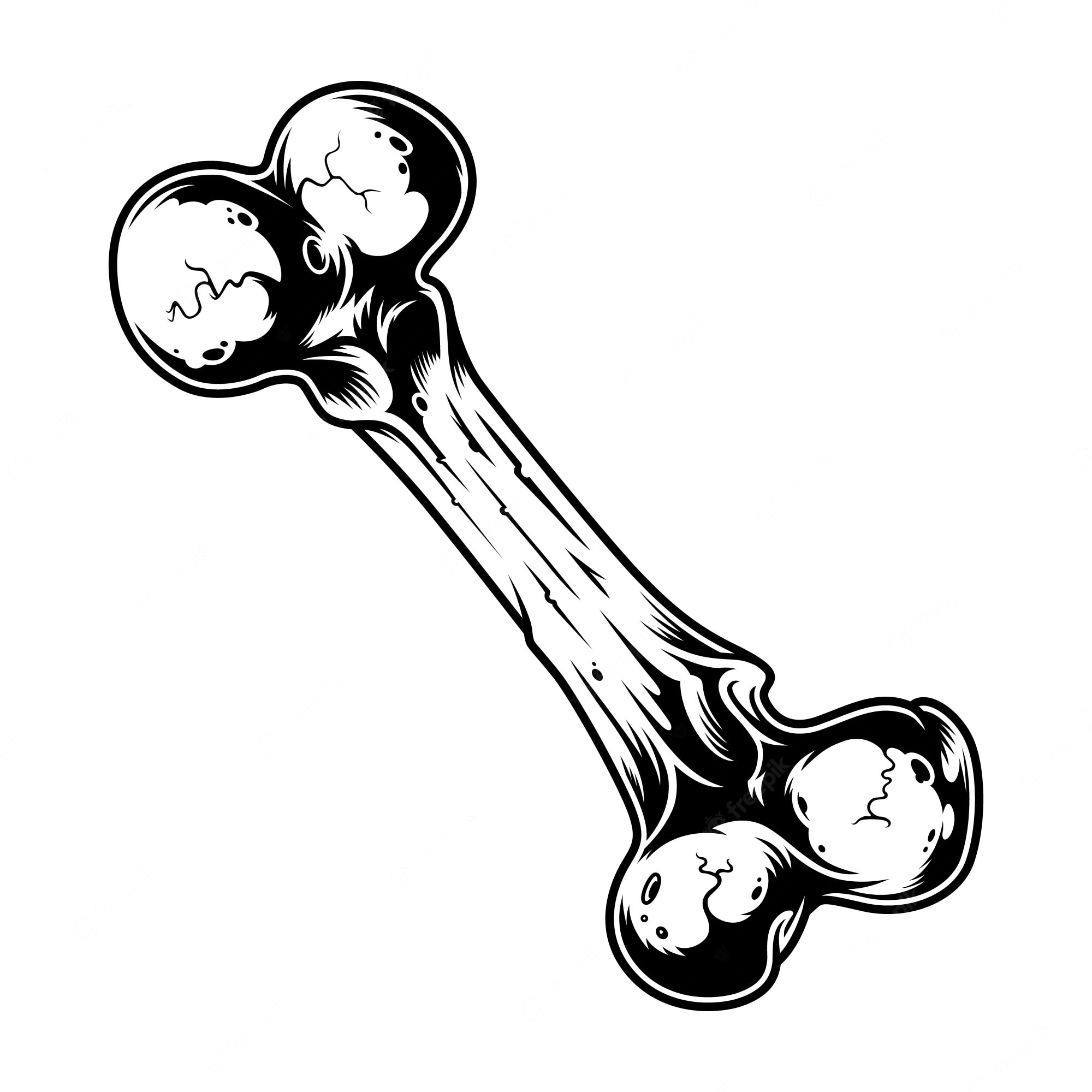 Gothic Bone Illustration with Skull Motifs - Free Vector Art