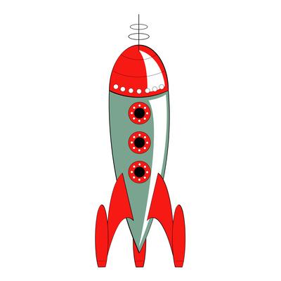 Vintage Rocket Illustration - Classic Space Age Design