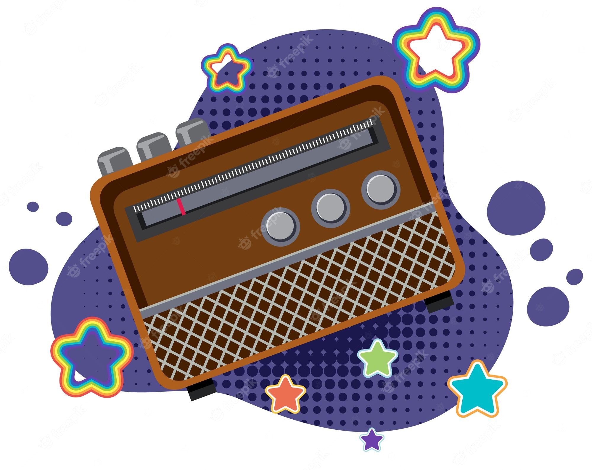 Retro Radio Illustration - Colorful Vintage Audio Device Graphic