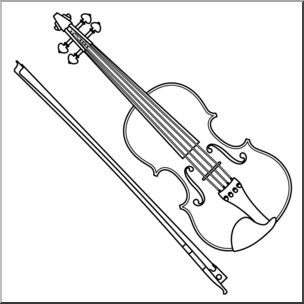 Violin and Bow Line Drawing - Classic String Instrument Illustration