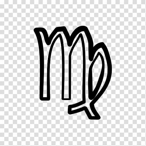 Virgo zodiac symbol in bold black line art on transparent background