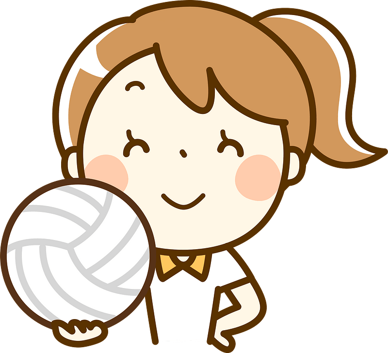 Cute Little Girl Playing Volleyball. Vector Little Volleyball - Clip ...