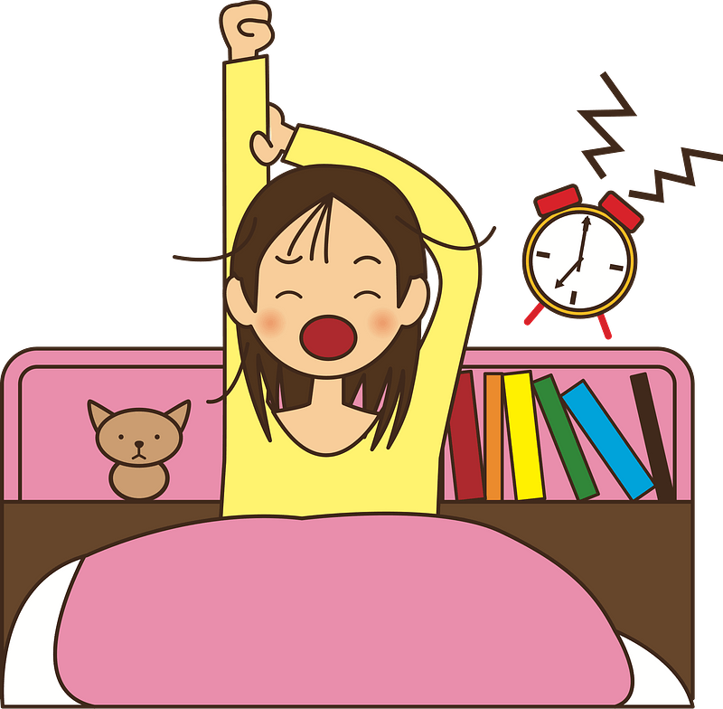 Home and Household Clipart-boy in bed waking up in the morning - Clip ...