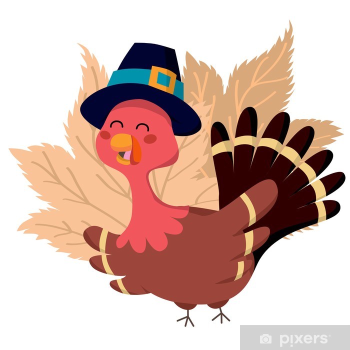 Thanksgiving Greeting Card With A Turkey Bird Wearing A Pilgrim - Clip ...