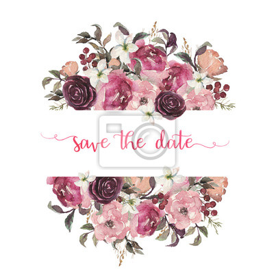 Elegant Watercolor Floral Save the Date Card Template