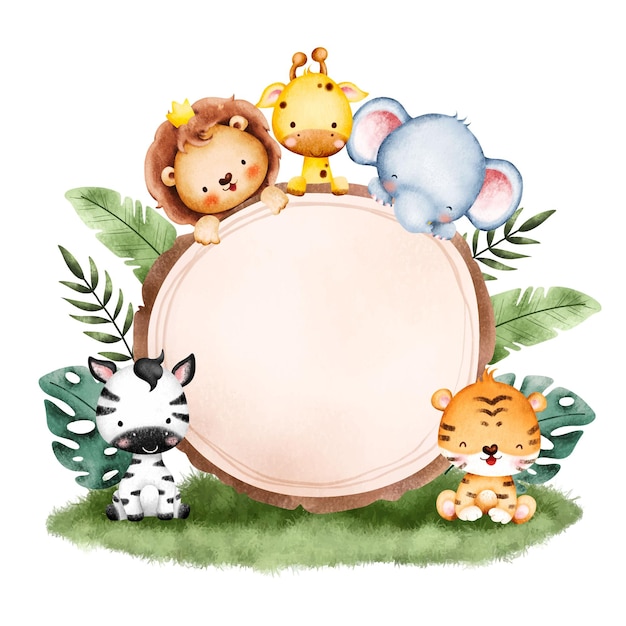 Adorable Jungle Animal Illustration for Kids’ Content & Printables