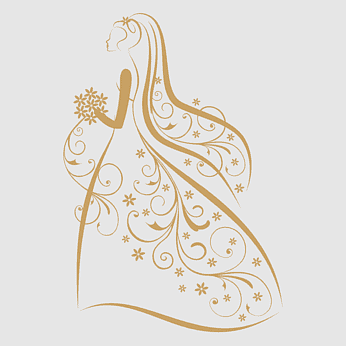 Golden Winter Bride Silhouette - Elegant Floral Design for Wedding & Seasonal Themes