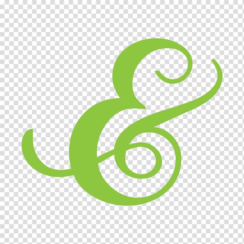 A vibrant lime-green ornate ampersand symbol with elegant swirls on a transparent background.