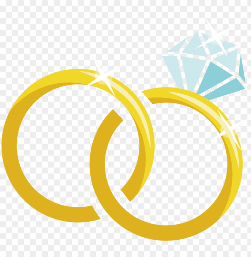 Two interlocking gold wedding rings with a sparkling diamond on one ring, symbolizing marriage and commitment.