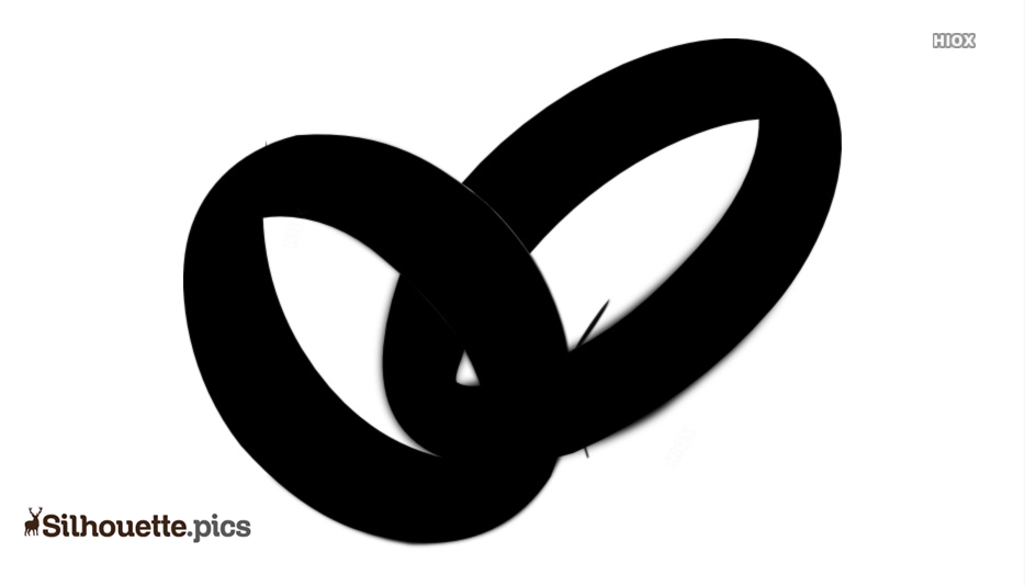 Black silhouette of two interlocking rings forming an infinity-like shape on white background.