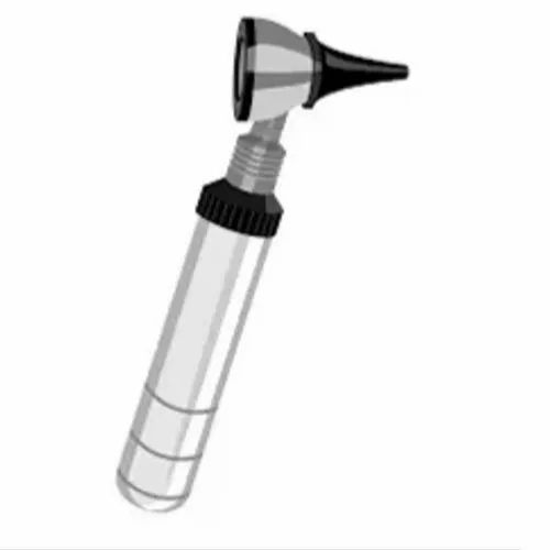 Illustration of a medical otoscope used for examining the ear canal and eardrum.