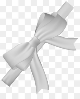 A delicate white satin ribbon tied in an elegant bow with soft folds and a transparent background.